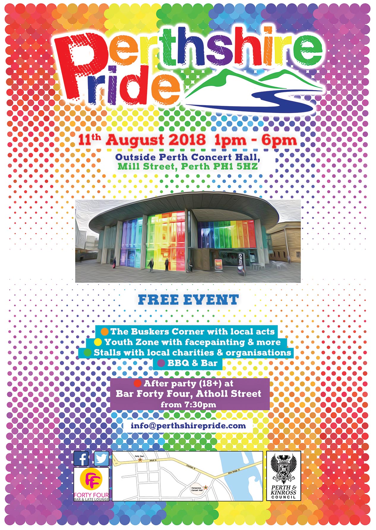 11th August 2018 - Perthshire Pride, taking place outside Perth Concert Hall in Mill Street, featuring local buskers, the youth zone and community stalls.